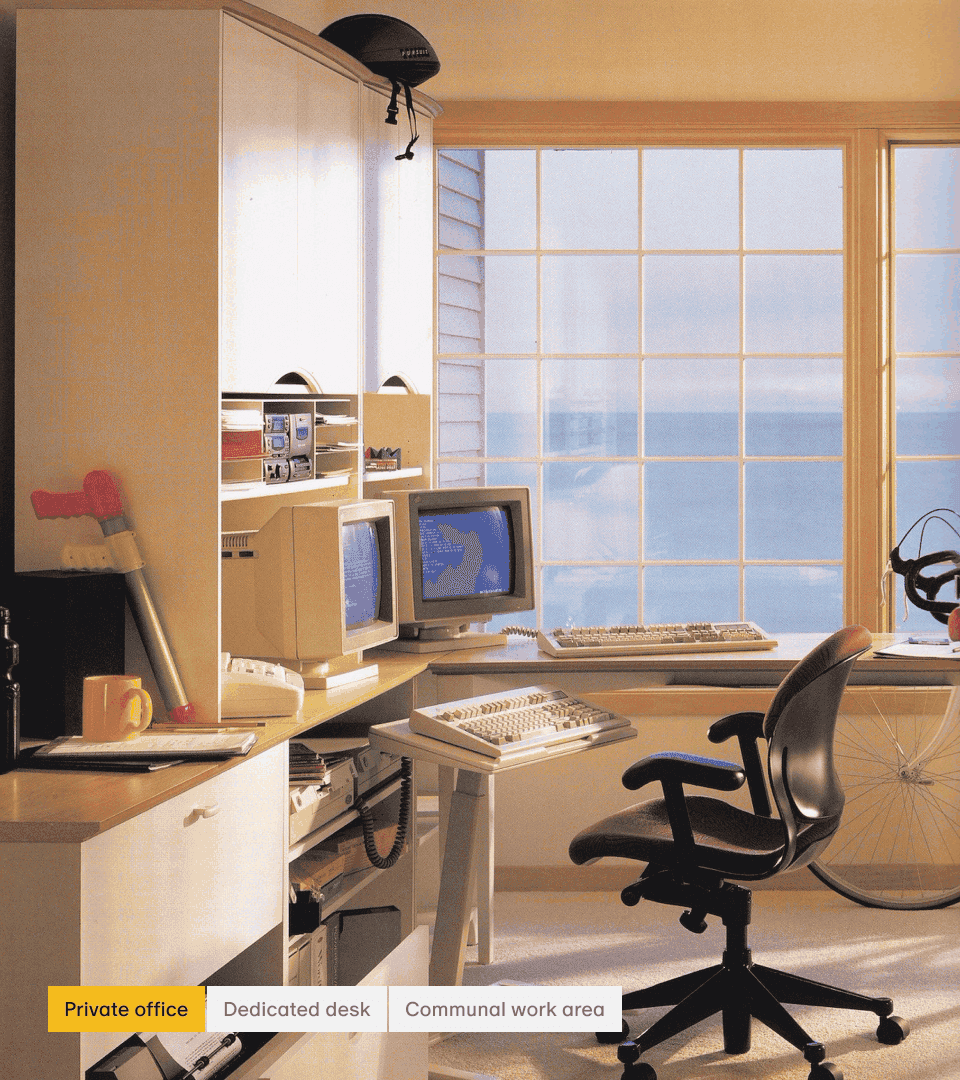 Private office interior shown within the Colleague workspace selection interface
