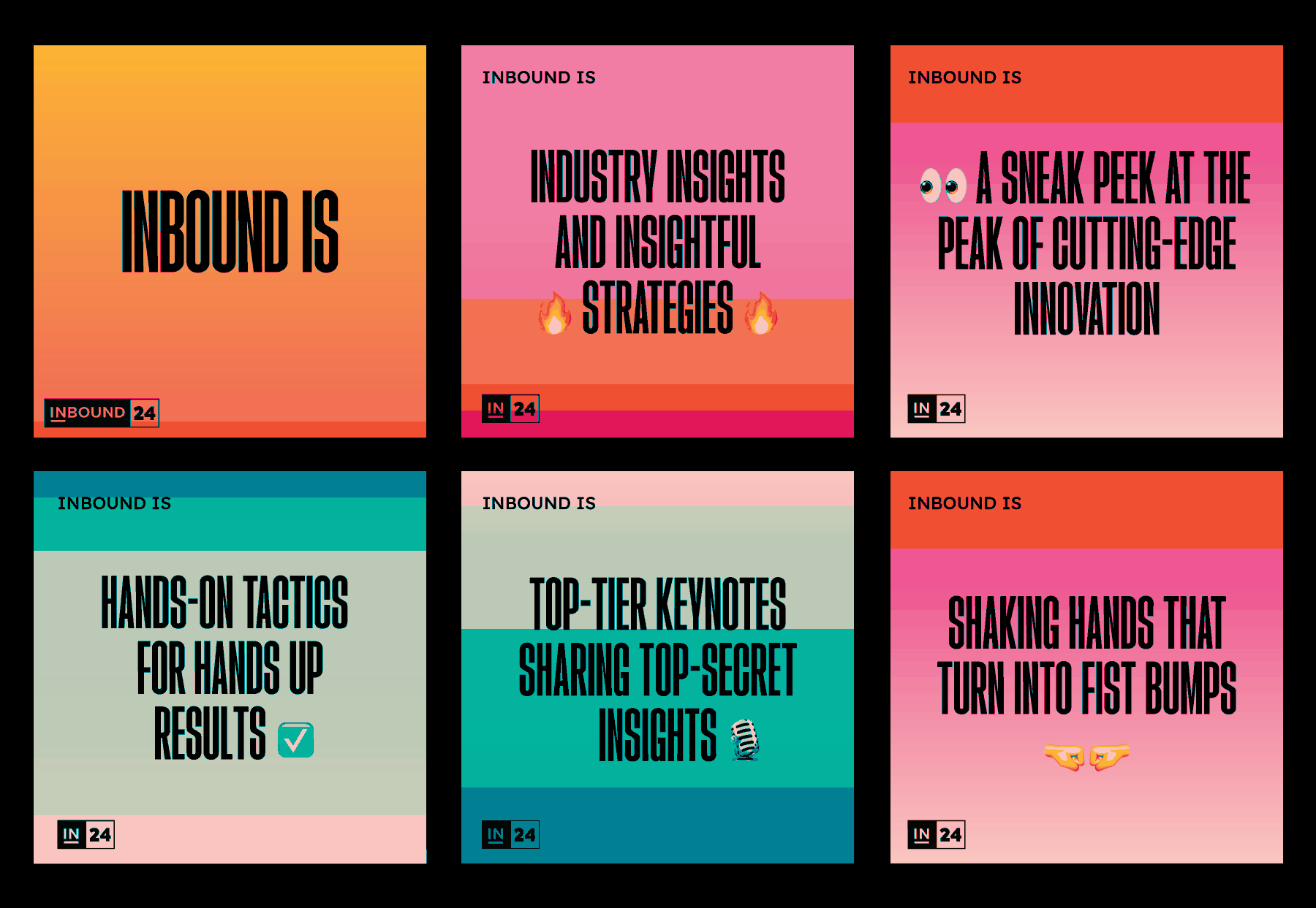 Colorful INBOUND social campaign templates featuring conference insights and advice