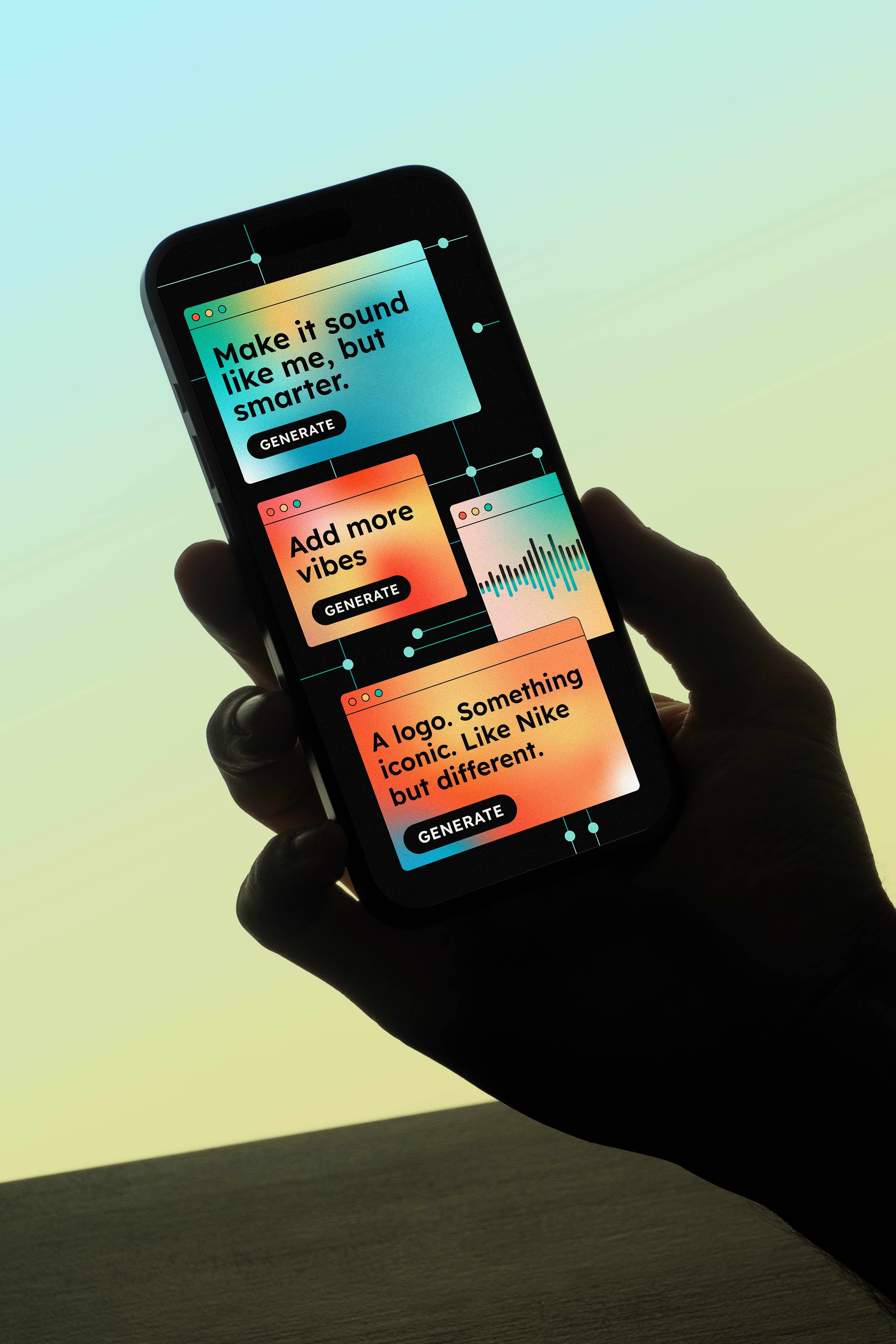 INBOUND campaign content displayed on a phone held in silhouette