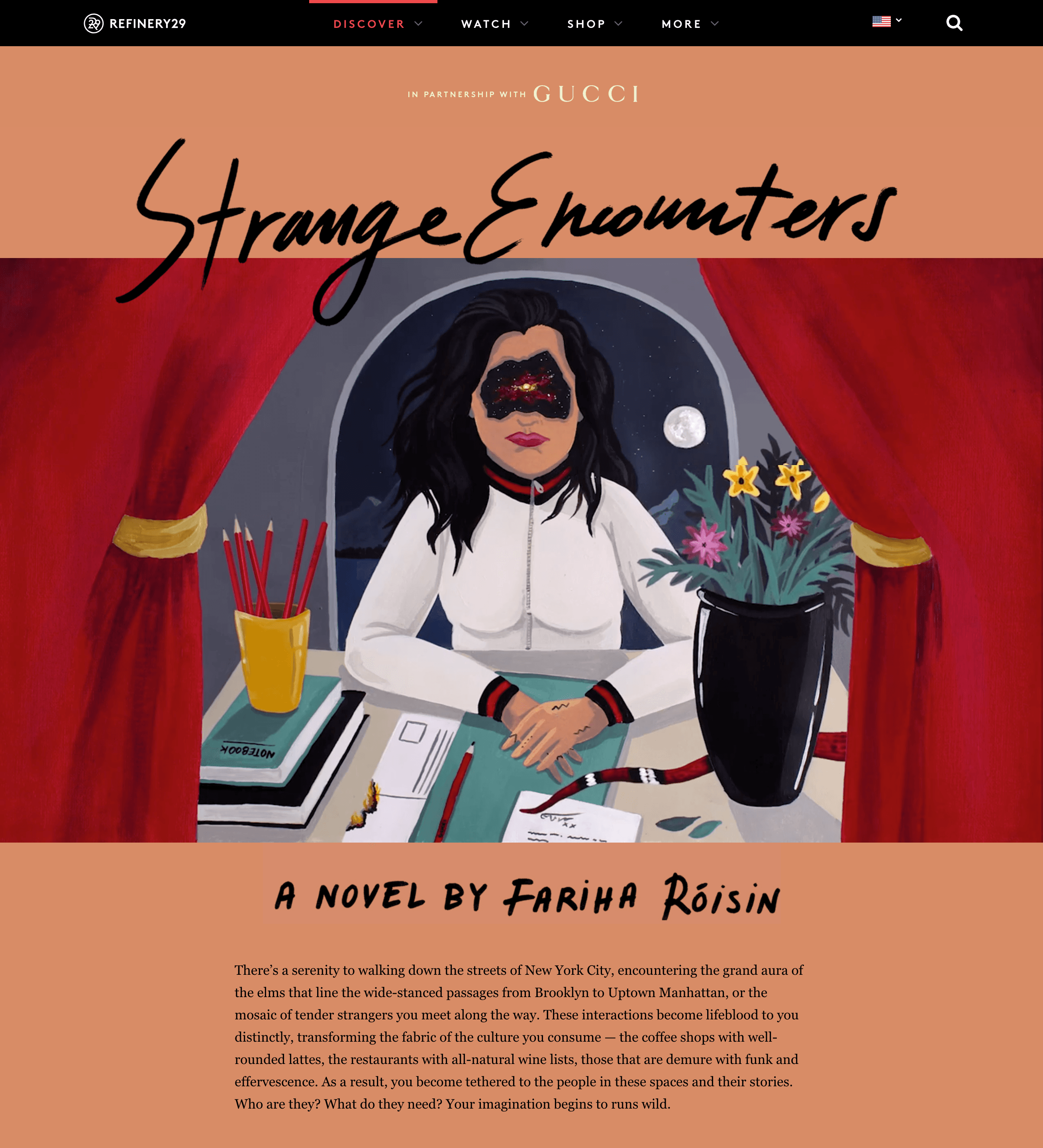 Gucci Strange Encounters illustrated editorial experience for Refinery29