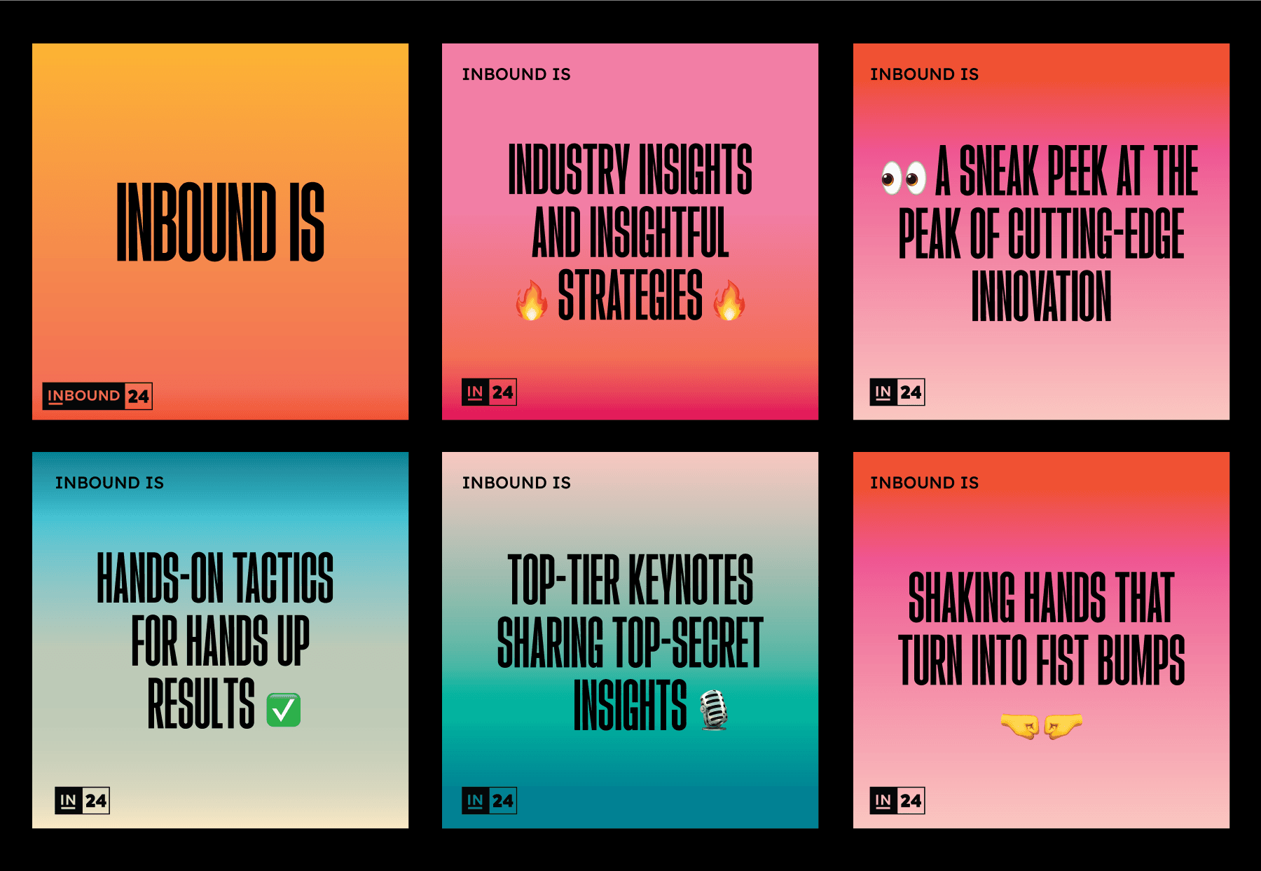 Colorful INBOUND social campaign templates featuring conference insights and advice